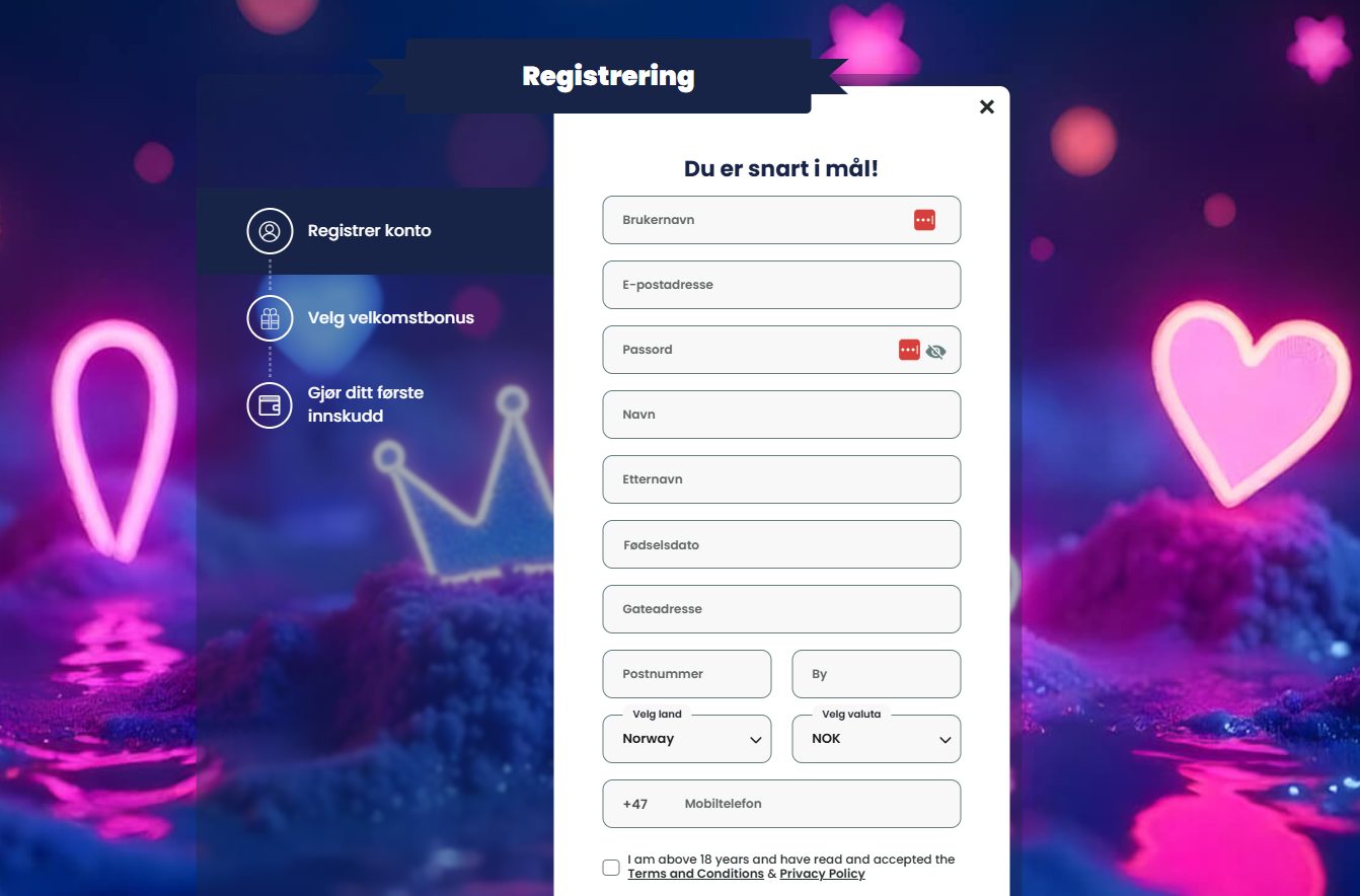Registrering – Lilibet Casino