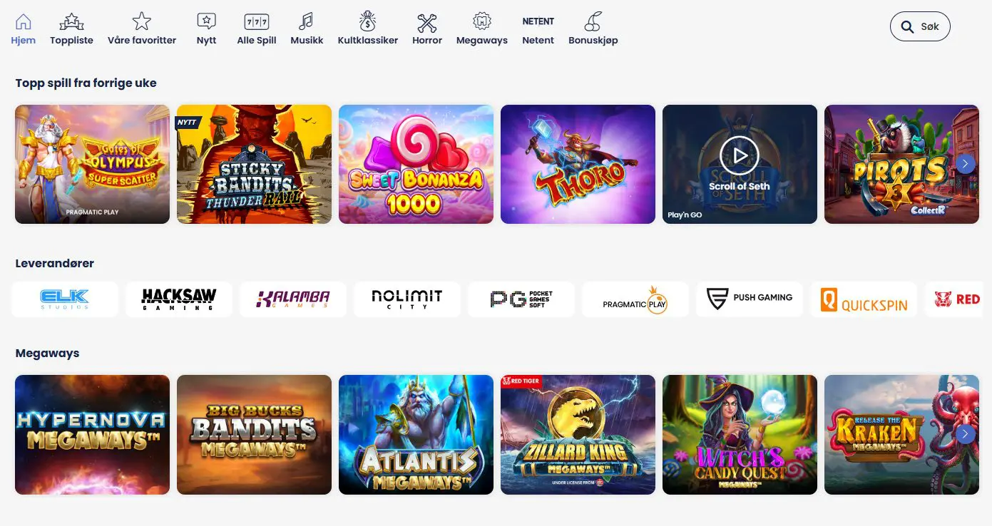 Topp spill fra forrige uke - Lilibet Casino